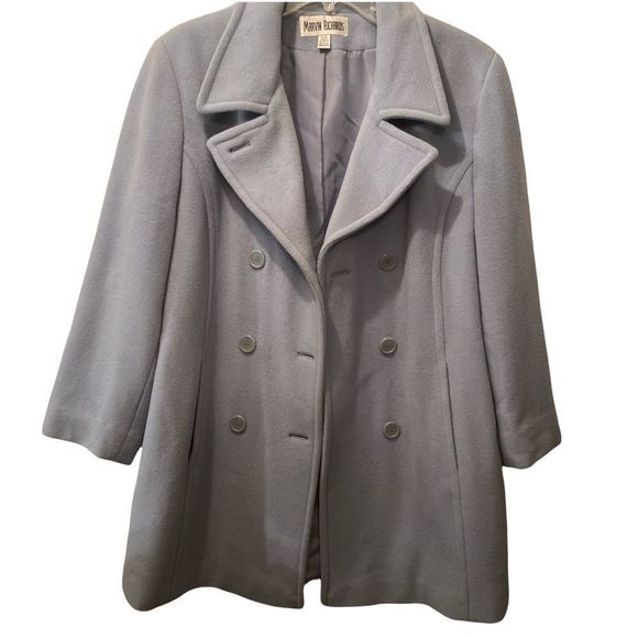 Vintage Marvin Richards Powder Blue Double Breasted Pea Coat Size Large - Picture 6 of 11